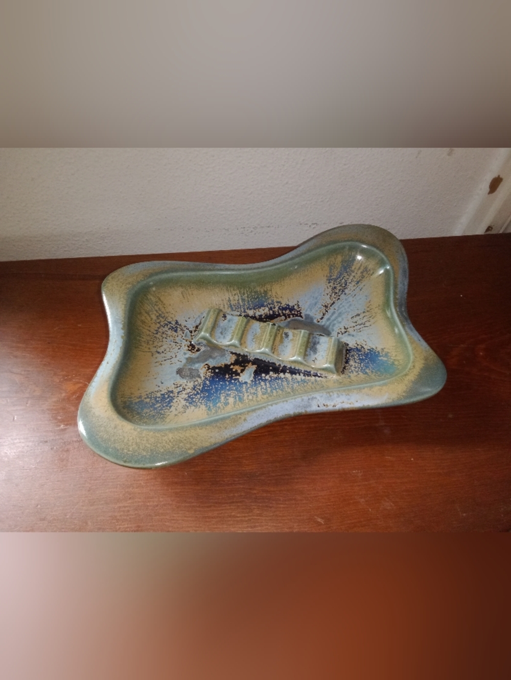 Vintage Red Wing USA Retro Graffiti Glaze Wave Ashtray Never Used HTF